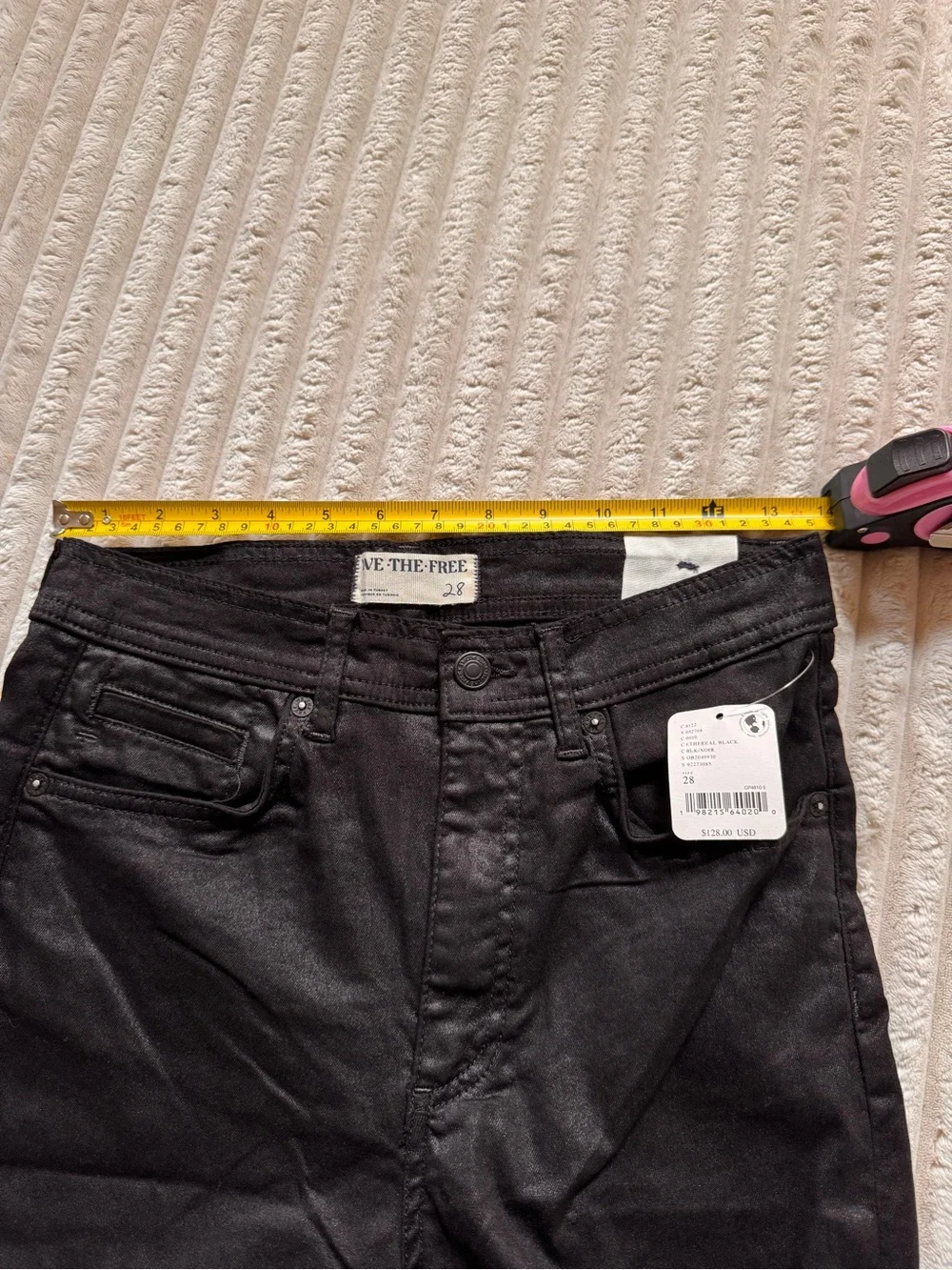 Nwt $128 Free People We The Free Xena Coated Straight Jeans Size 28
